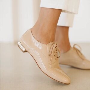 Miu miu pink peach oxford loafers